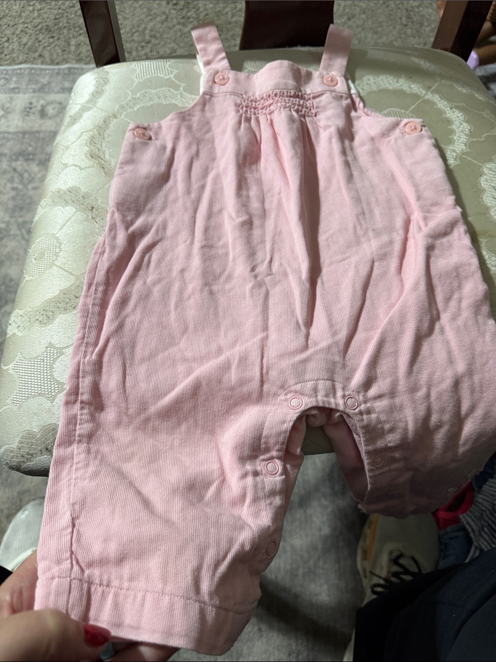 Janie and Jack Light Pink Cotton Overalls